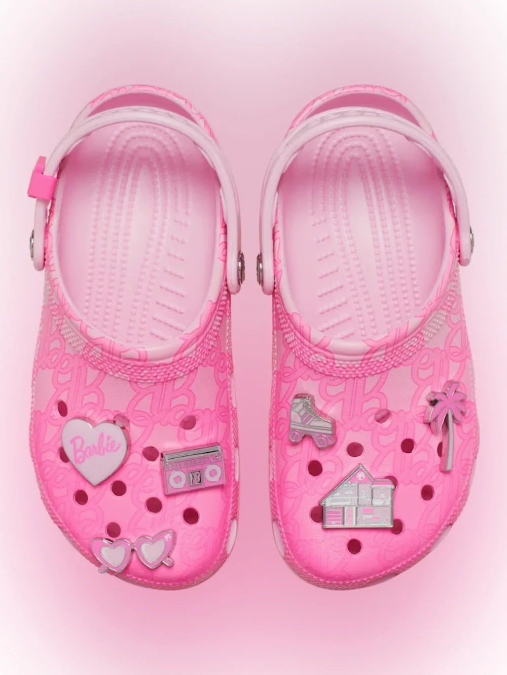 🩷 NWT! CROCS Barbie Clog Sandals with Charms Size Womens 7-7.5 /Youth 5
